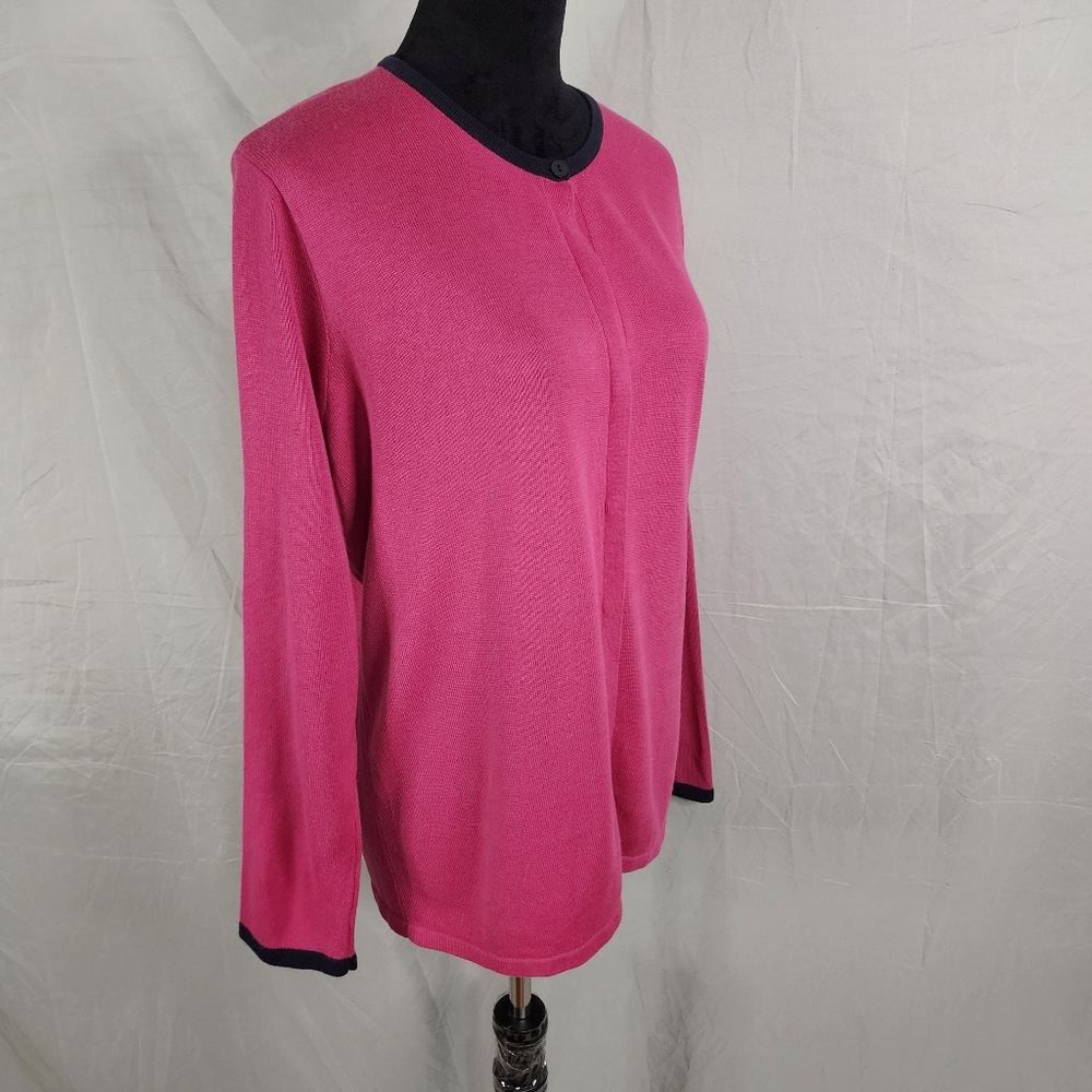 Vintage 80's VILLAGER LIZ‎ CLAIBORNE Size Large Pink Button Front Knit Cardigan